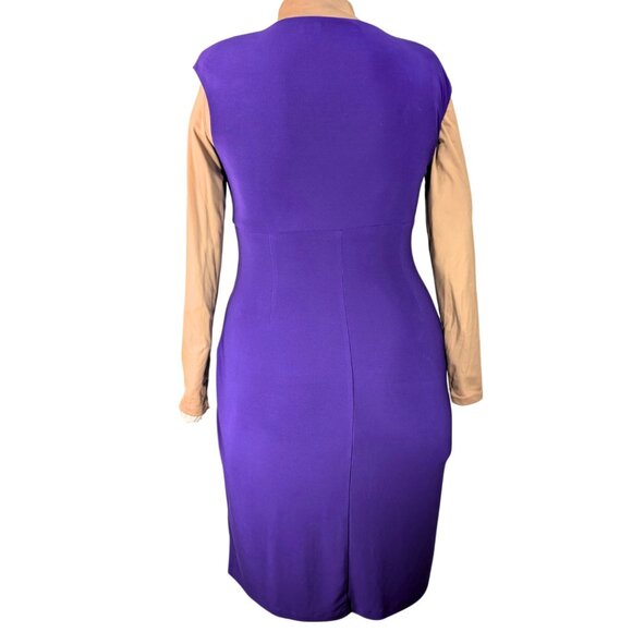 Lauren Ralph Lauren Wmns 12 Purple V-Neck Stretch Sleeveless Cocktail Dress - Picture 4 of 9
